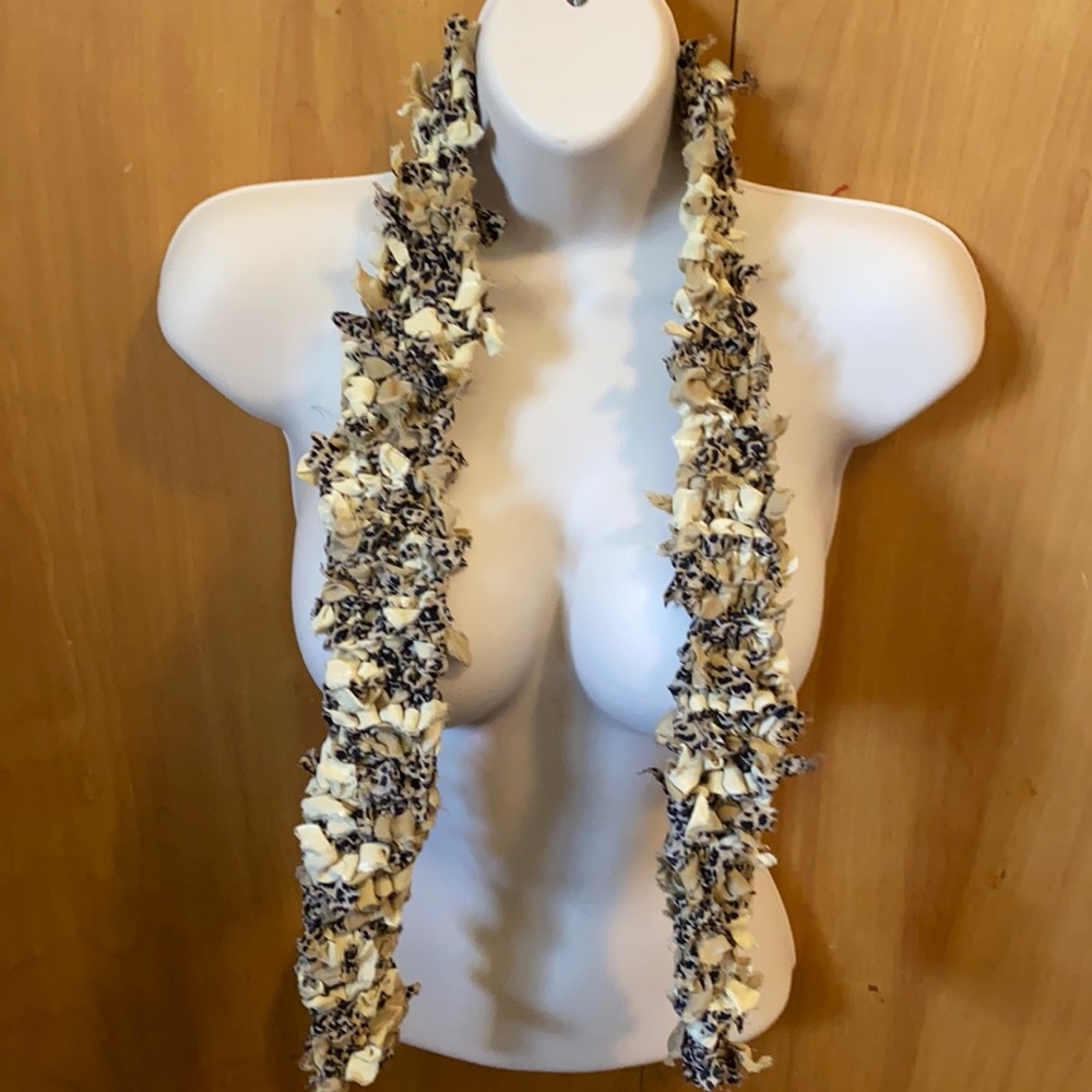 Hand knit animal print 100% silk scarf